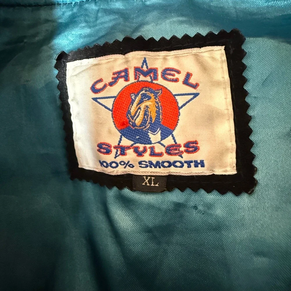 Vintage 90s‎ Camel Black Suede Leather Bomber Jacket Men XL